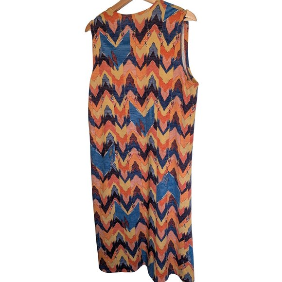 LuLaRoe Joy Chevron Knit Long Sweater Vest Women's Medium Open Front Slit Hem - Picture 3 of 7